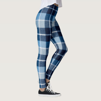 Legging Azul Branco Flanela Xadrez Aconchegante