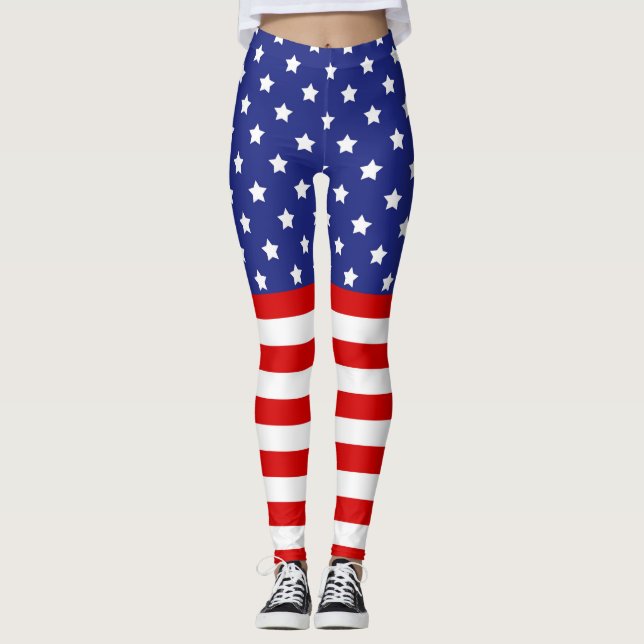 Legging Azul branco vermelho 4 de julho (Frente)