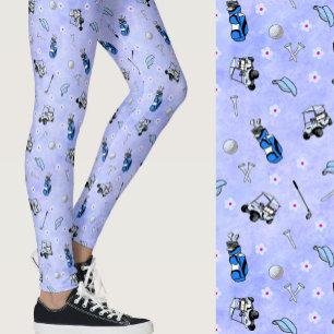 Legging Azul caprichoso feminino tema de golfe estampado