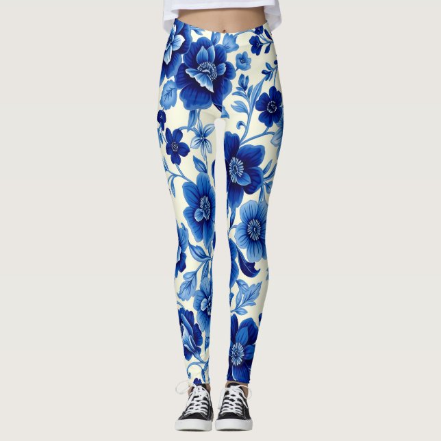 legging azul cascata de flor (Frente)