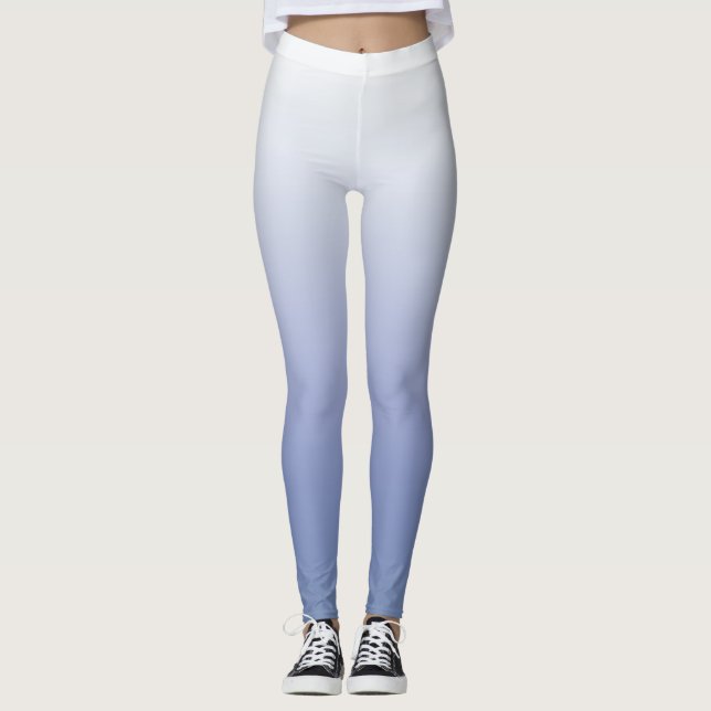 Legging Azul-Chic Moderno e Sombreado Branco (Frente)