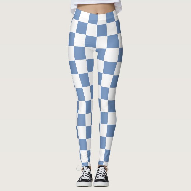 Legging Azul/Cinza e branco verificados (Frente)