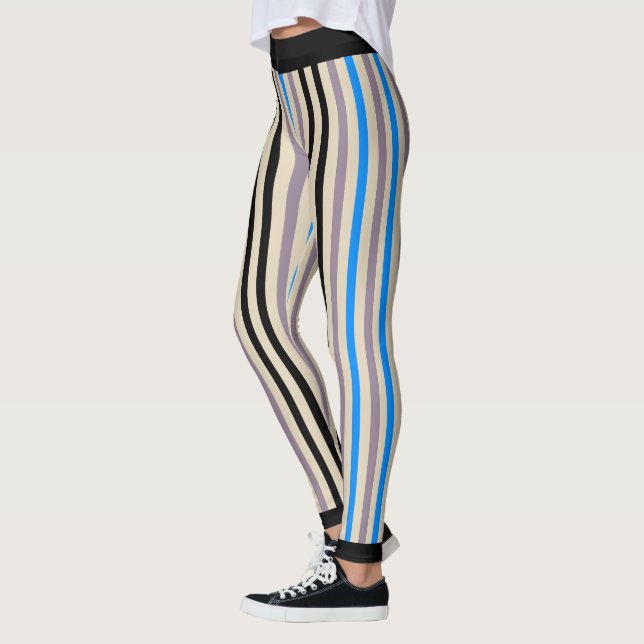 Legging Azul-Cinza Preto com Faixa (personalizado) (Esquerda)
