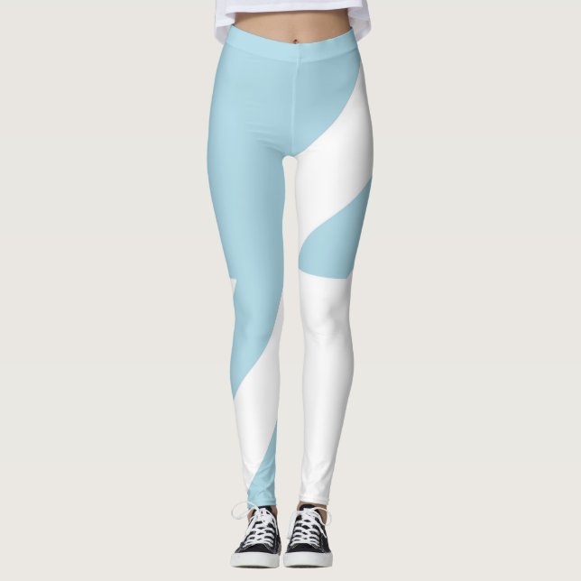 Legging Azul claro (Azul-bebê pálido) e assimétrico branco (Frente)