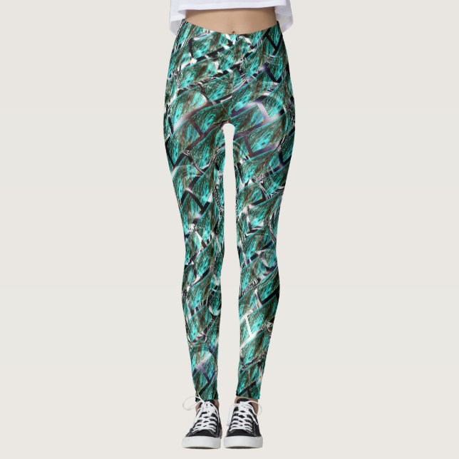 Legging Azul-claro, bolhas na grade ou efeito de tijolo? (Frente)