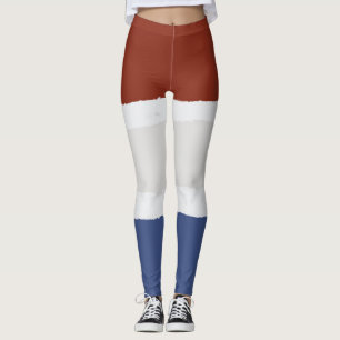 Legging Azul-creme vermelho
