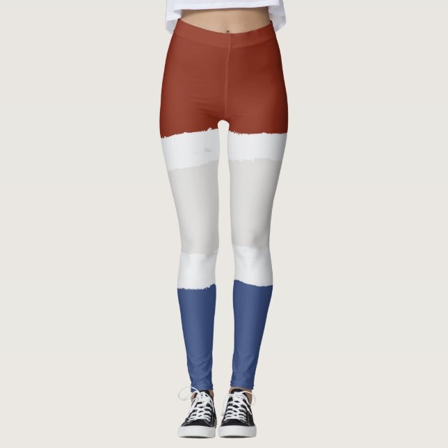 Legging Azul-creme vermelho (Frente)