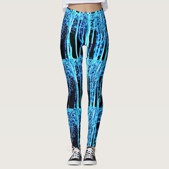 Legging azul da floresta noturna (Frente)