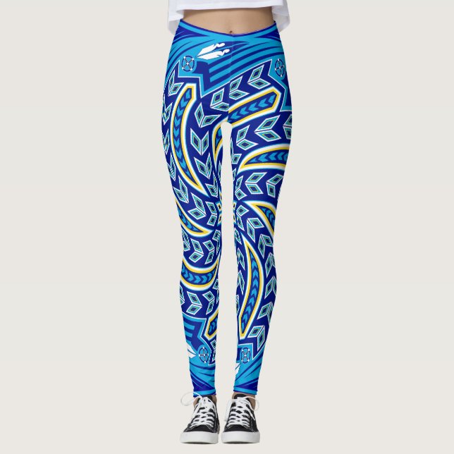 Legging Azul de espírito do vento (Frente)