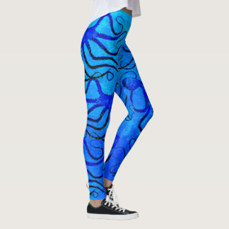 Legging Azul do polvo do Amy no azul - caneleiras