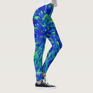 Legging Azul e abstrato do verde com nome personalizado