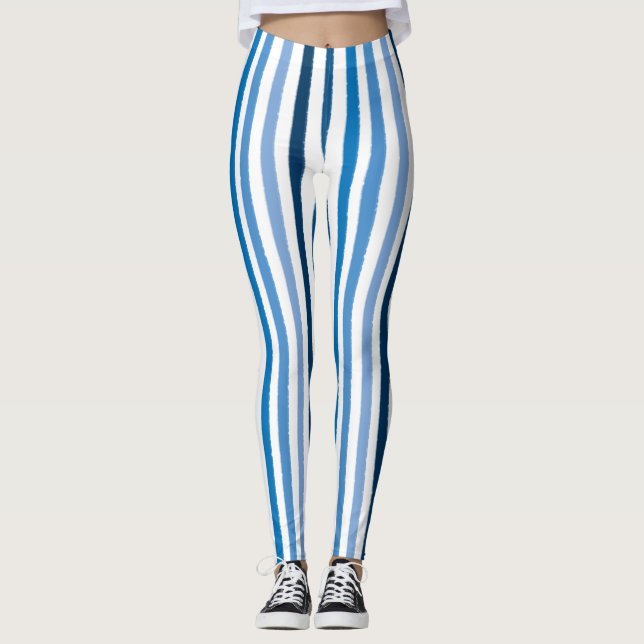 Legging Azul e branco riscado (Frente)