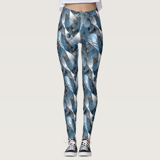 Legging Azul e cinza. Abstração. (Frente)