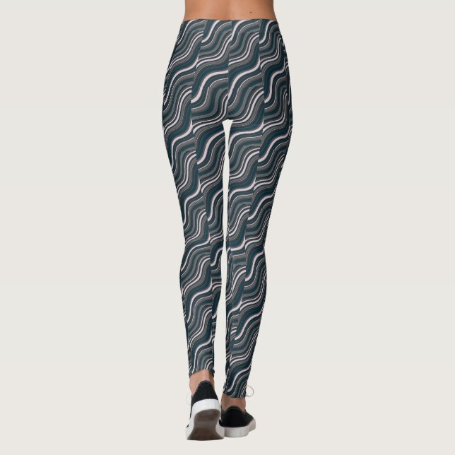 Legging Azul e Cinza Russo das Mulheres Modernas (Verso)