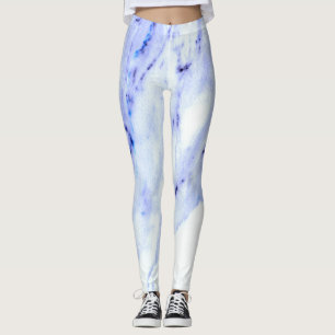 Legging Azul e mármore branco