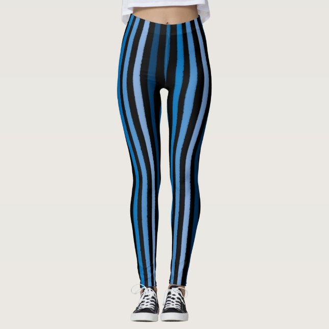 Legging Azul e preto riscado (Frente)
