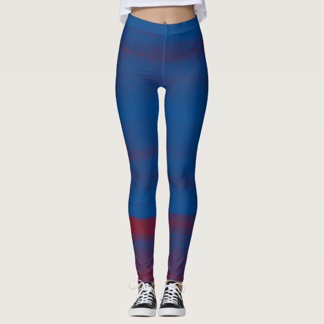 Legging Azul e Vermelho em Fluxo (Frente)