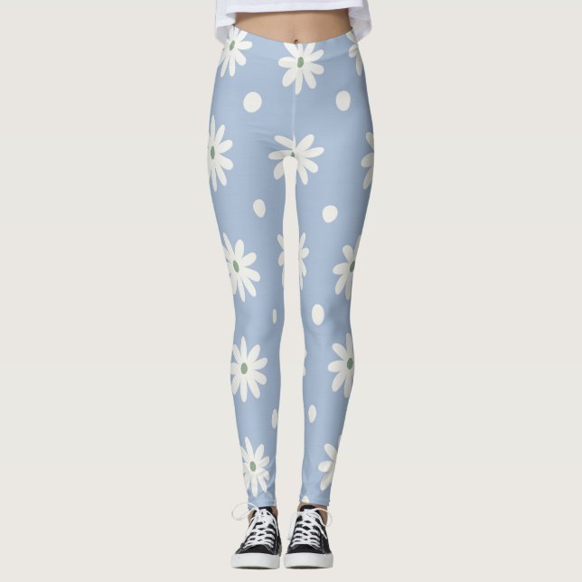 Legging Azul Encantador Daisy e Bolinhas (Frente)