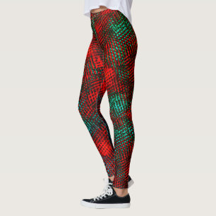 Legging Azul esbranquiçado, vermelho e esverdeado