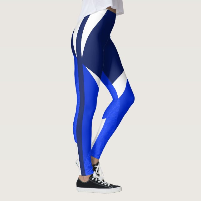 Legging Azul Escuro, Branco, Azul, Exercício, Dança, Confo (Direita)