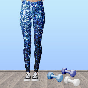 Legging Azul escuro profundo brilhante falso brilho faísca