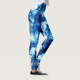 Legging Azul flashado retido parece vidro fosco