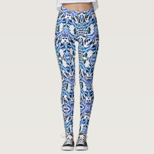 Legging Azul Folha Rolado