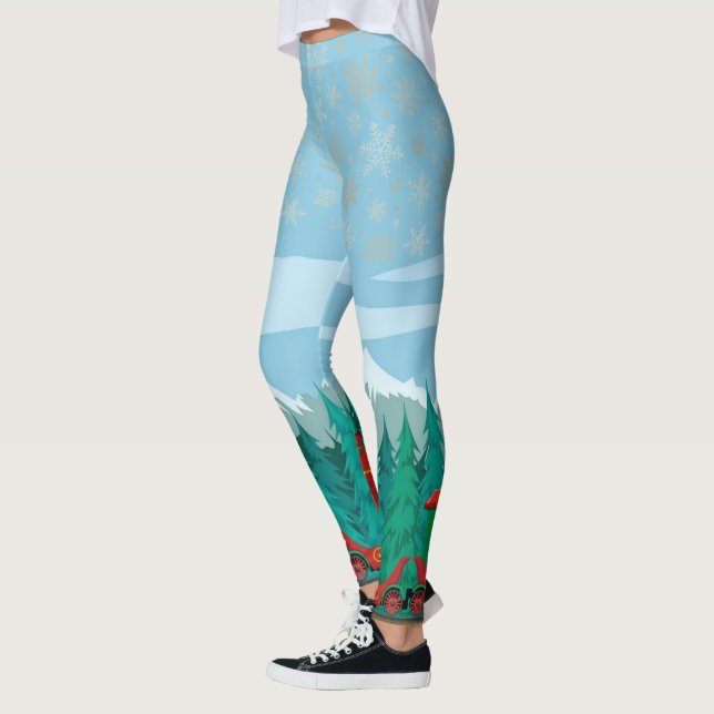 Legging Azul-gelo com flocos de neve Dourados (Esquerda)