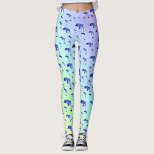 Legging azul,golfinho, peixe, natureza, aquático, design,