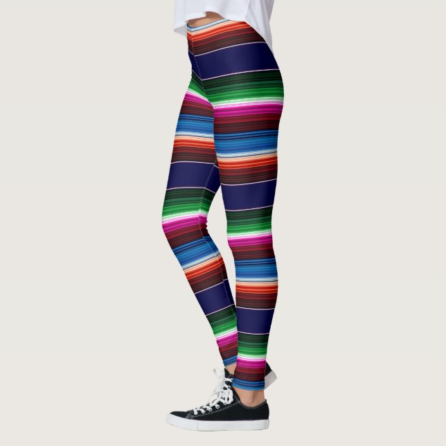 Legging Azul, Laranja, Rosa Quente, Sarape Verde Mexicano (Esquerda)