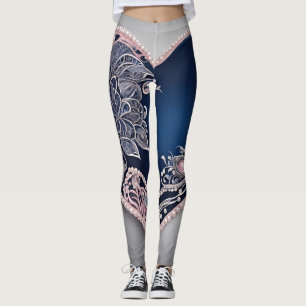 Legging Azul Lua Pérolas Arte AI