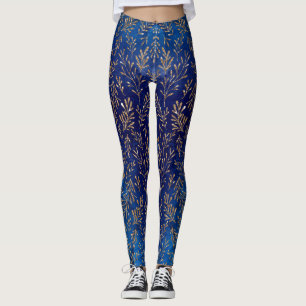 Legging Azul maravilhoso e Dourado brilho