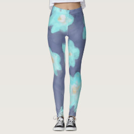 Legging Azul-marinho-azul-cinzenta-floral-lacrimejante