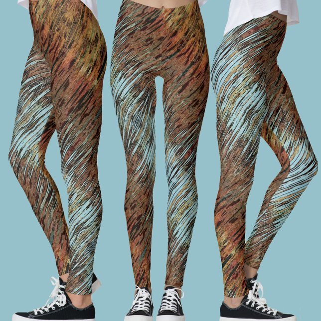 Legging Azul-marinho-azul-marrom e Abstrato Tribal-laranja (Criador carregado)