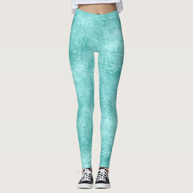 Legging Azul Mint Mar Verde Coral Textura (Frente)