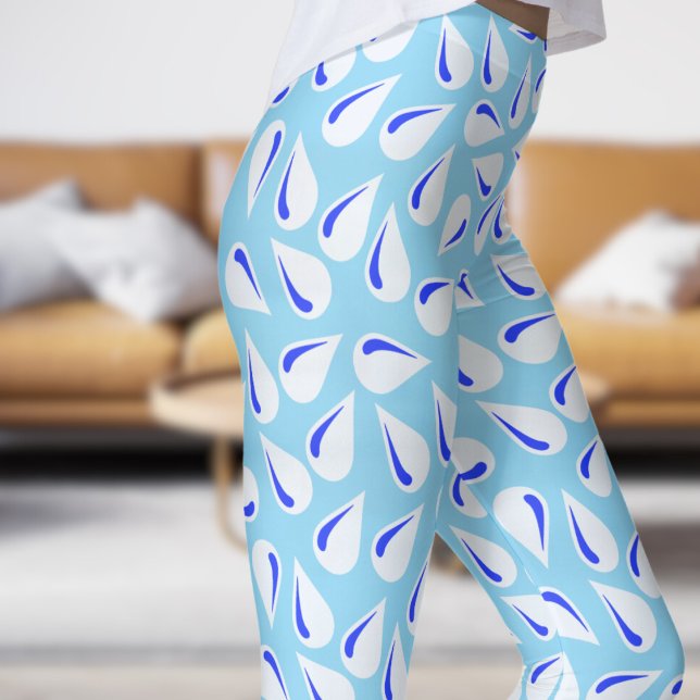 Legging Azul Moderno no no Padrão Azul de Flick (Modern Blue on Blue Flick Pattern Leggings)