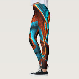 Legging Azul muito torcido e queimado vermelho com entalhe