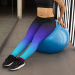 Legging Azul Negro e Gradiente Aqua<br><div class="desc">Um preto,  indigo púrpura e aqua azul-ombre. Gradiente de cores cinzentas multicoloridas. Você pode adicionar uma mensagem de texto para criar seu próprio design personalizado.</div>