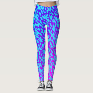 Legging Azul Neon e Estampa Animal Selvagem Roxa
