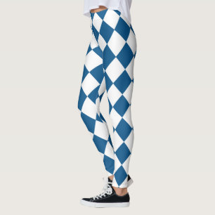 Legging Azul   Padrão Branco Clássico de Harlequins