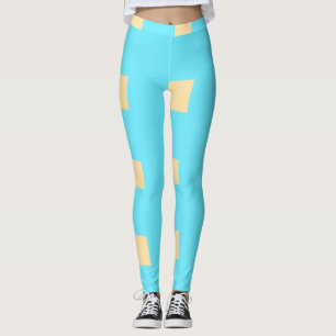 Legging Azul padrão xadrez pêssego simples retro rústico e