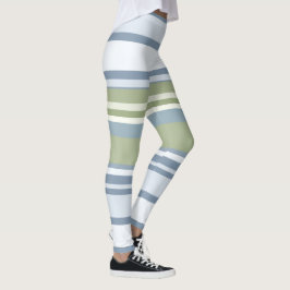 Legging Azul Pastel Escuro e Listras de Chuva de Primavera