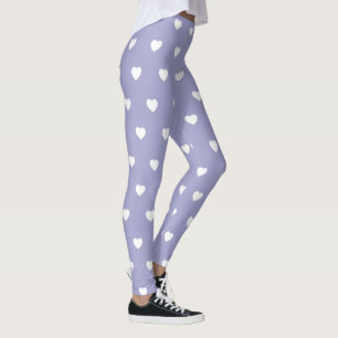 Legging Azul Periwinkle Com Pernas De Corações Brancos