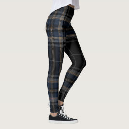 Legging Azul preto na moda da xadrez de Tartan