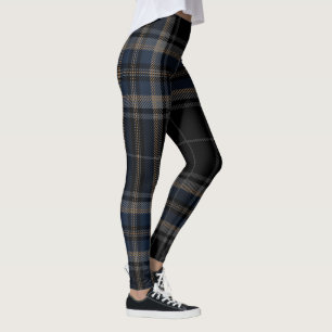 Legging Azul preto na moda da xadrez de Tartan