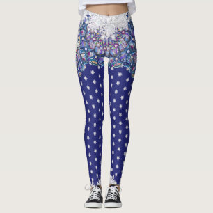 Legging Azul-rocha e floco de neve