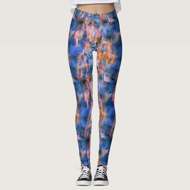 Legging Azul Rosa Dourado Laranja (Frente)