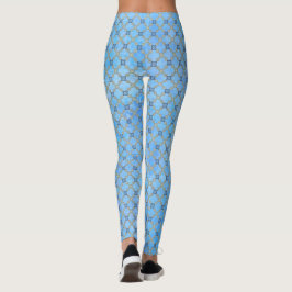 Legging Azul Teal Verde Com Linho
