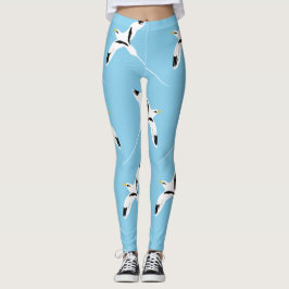 Legging Azul-Tropicássaro de Altura Branca Padrão
