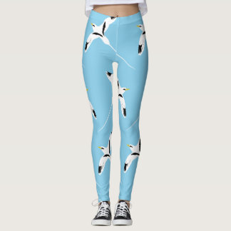 Legging Azul-Tropicássaro de Altura Branca Padrão